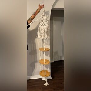 Cream Multi-tier tasseled hanging light